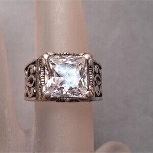 Vintage Silpada Sterling Ring Square Rhinestone Size 5